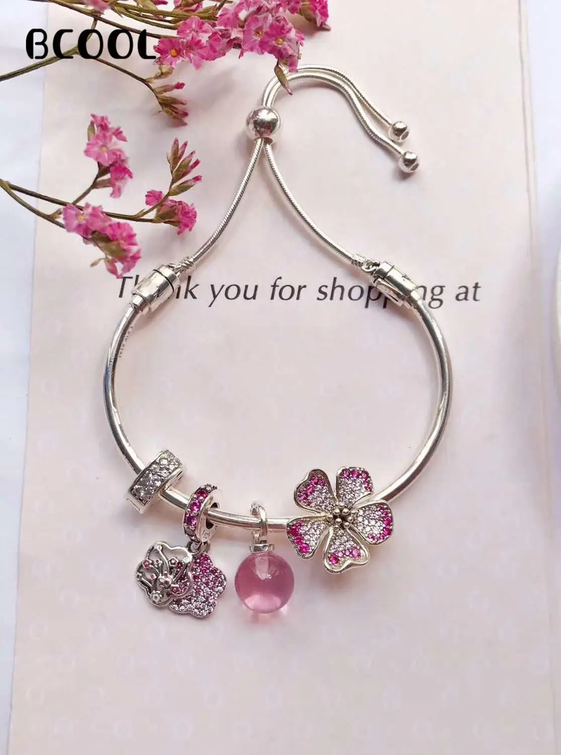 

100%925 Sterling Silver Original 1:1, Fashionable Silver Charm Bracelet, Suitable For Women 2019 New Fashion Bracelet Jewelry