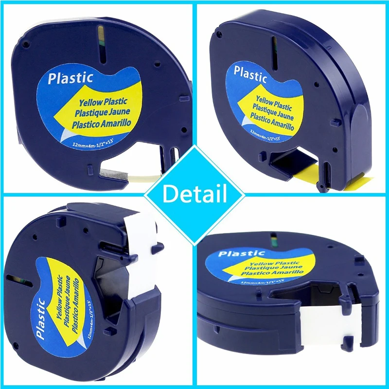 Labelife 2 шт. Dymo 91332 (91222 91202 59423) пластиковая лента Черная на желтом 12 мм * 4 м
