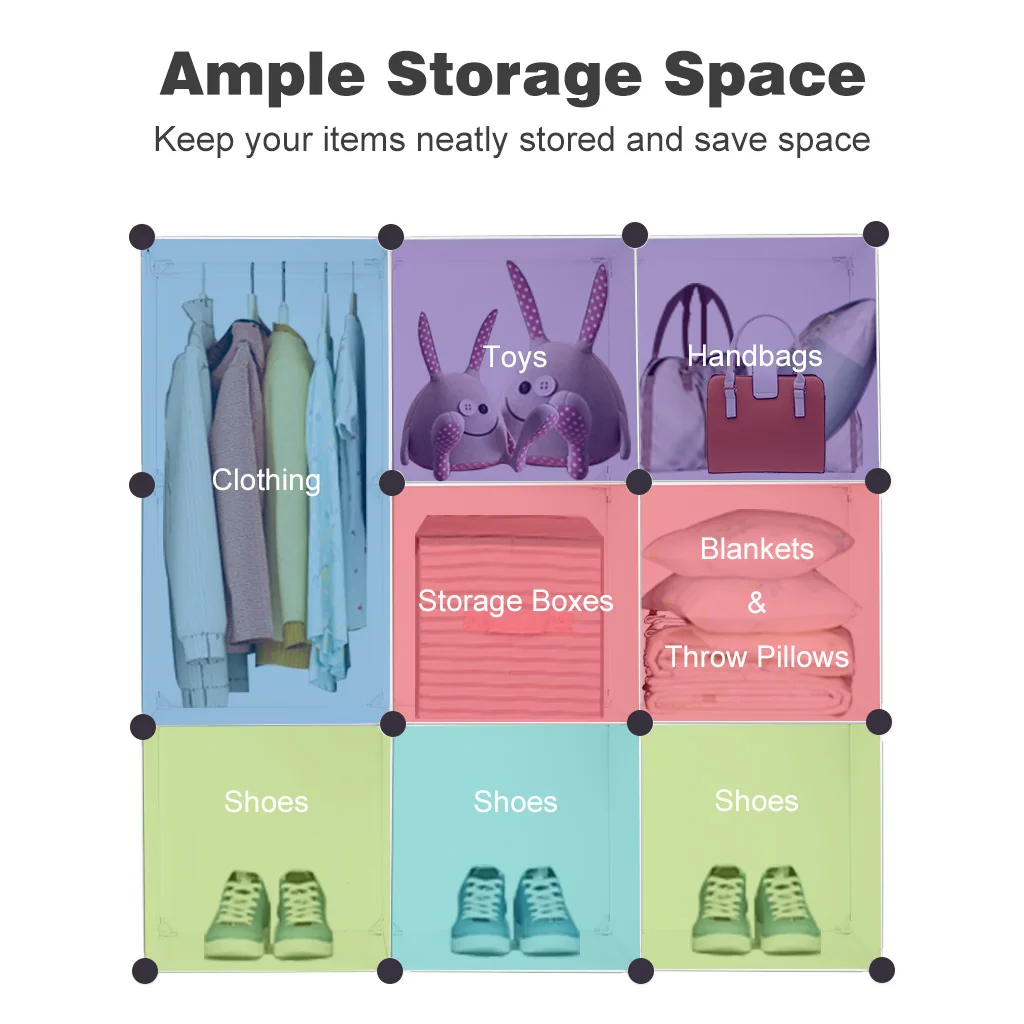 LANGRIA 9-куб шкаф для хранения Организатор для Дети Стекируемый Пластик куб полки Многофункциональный модульный шкаф для кухонных шкафов, одежда