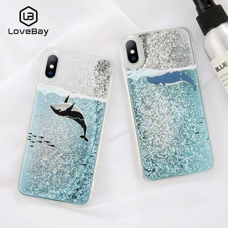 Lovebay Сияющие Блестки струящийся зыбучий песок чехол для iPhone X 8 7 Plus чехлы с