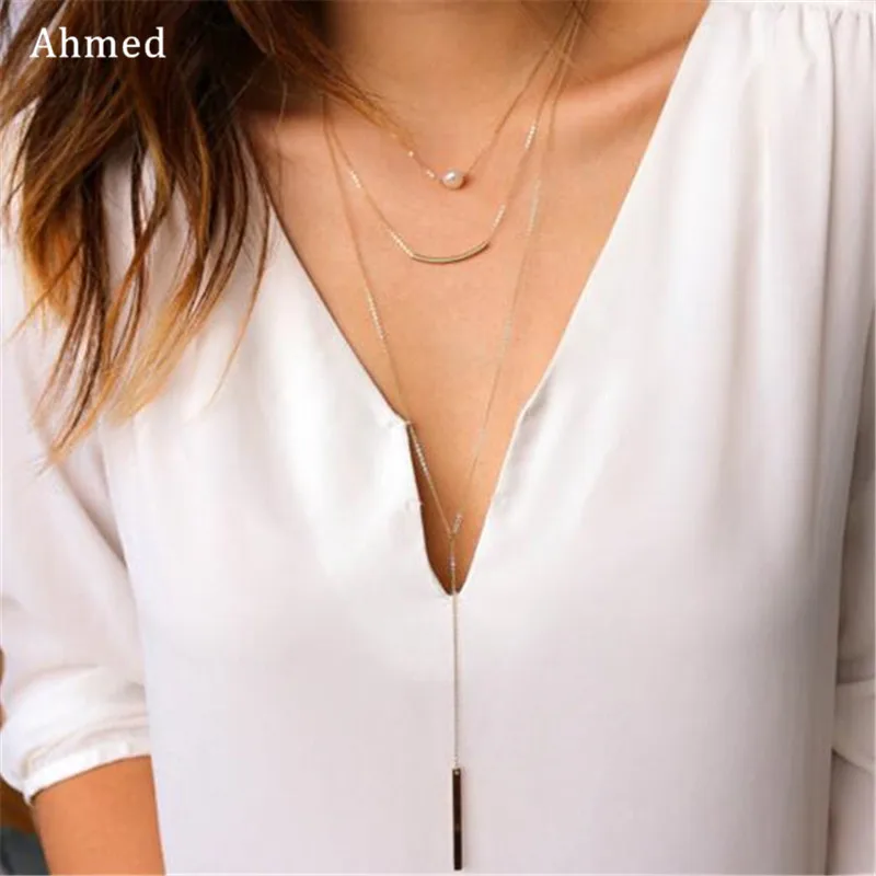 Женское Ожерелье цепочка с подвеской под жемчуг|chain necklace|fashion necklacenecklace fashion |