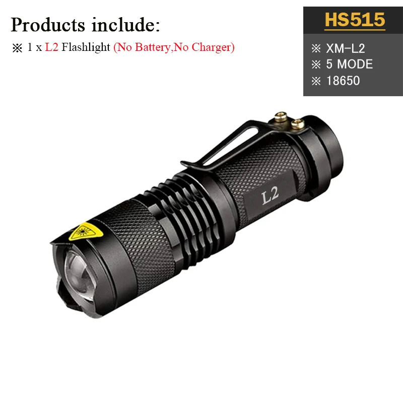 L2 mini flashlight A Карманный фонарь, мини-светильник, xml t6, зарядный светильник, телескопический, водонепроницаемый, L2, светильник-вспышка, 18650, для кемпинга, светодиодный фонарь, точечный светильник - Испускаемый цвет: L2 mini flashlight A