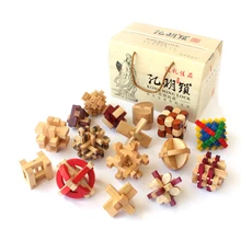 16 pcs/lot China ancient educational wooden toys 3D wood IQ jigsaw brain teaser puzzle for adults,puzle games