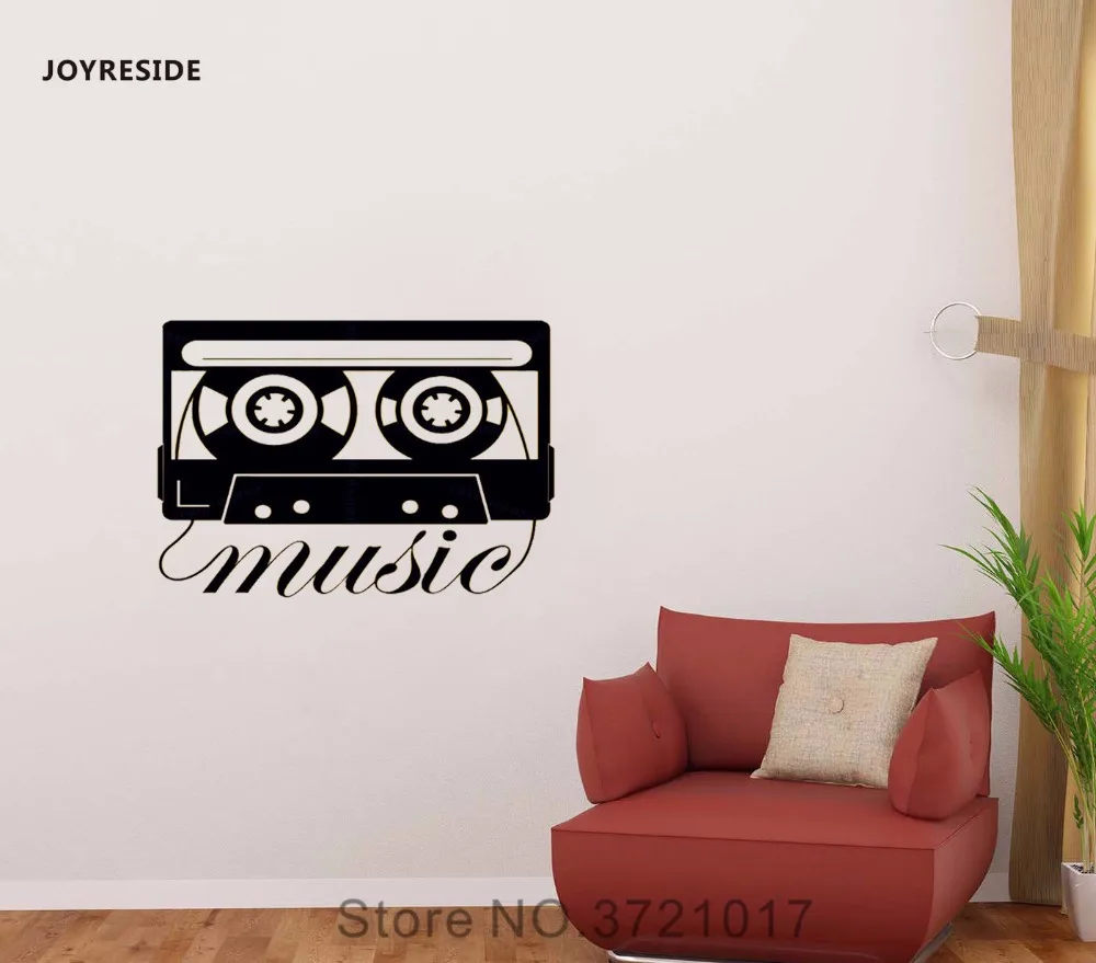 JOYRESIDE Retro Cassette Tape Old Audio Music Player Wall Decal Vinyl