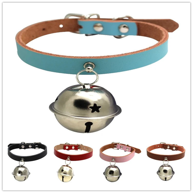 5 Colors PU Leather Big Bell Kitten Cat Dog Collar Fashion Pet Necklace