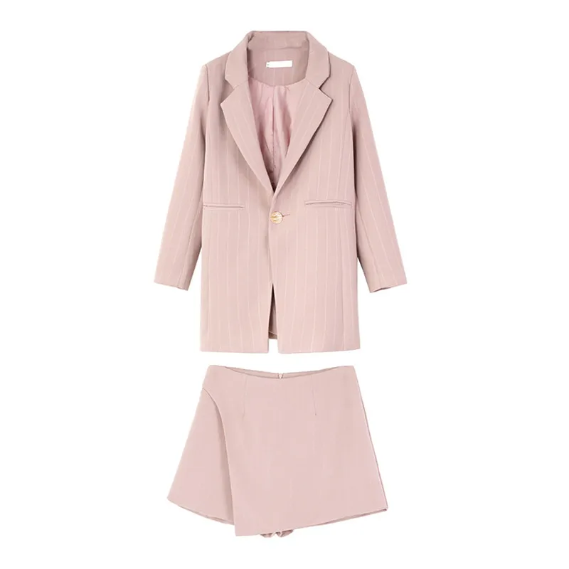 Suit female Hot Selling new 2019 vertical stripes long suit jacket suit ladies fashion casual suit + pant two piece set Suit female Hot Selling new 2019 vertical stripes long suit jacket suit ladies fashion casual suit + pant two piece set