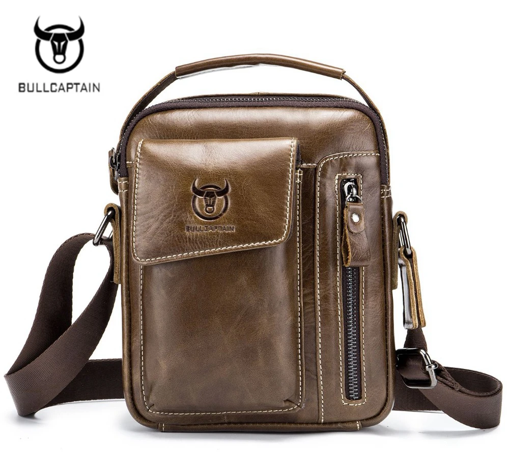 Мужская сумка из натуральной кожи ABDB Bullcaptain маленькая мессенджер воловьей с