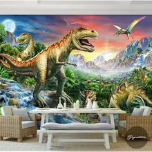 Пользовательские фото обои 3d настенные фрески обои речной камень лес мир динозавр животное картина маслом детская комната обои