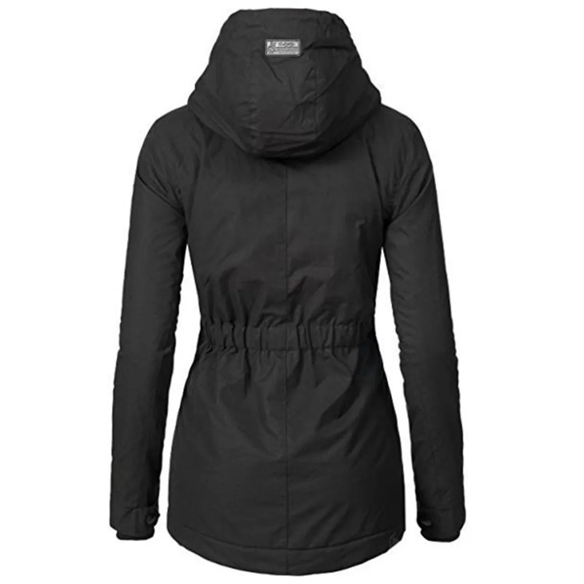 Most effective  Women Winter Jacket Coat Cotton Windproof Slim Outerwear Fashion Elastic Waist Zipper Pocket Hooded