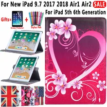 360 градусов вращающийся кожаный чехол с цветочным флагом для Apple iPad iPad 9,7 Air 1 2 5 6 5th 6th Generation чехол Funda