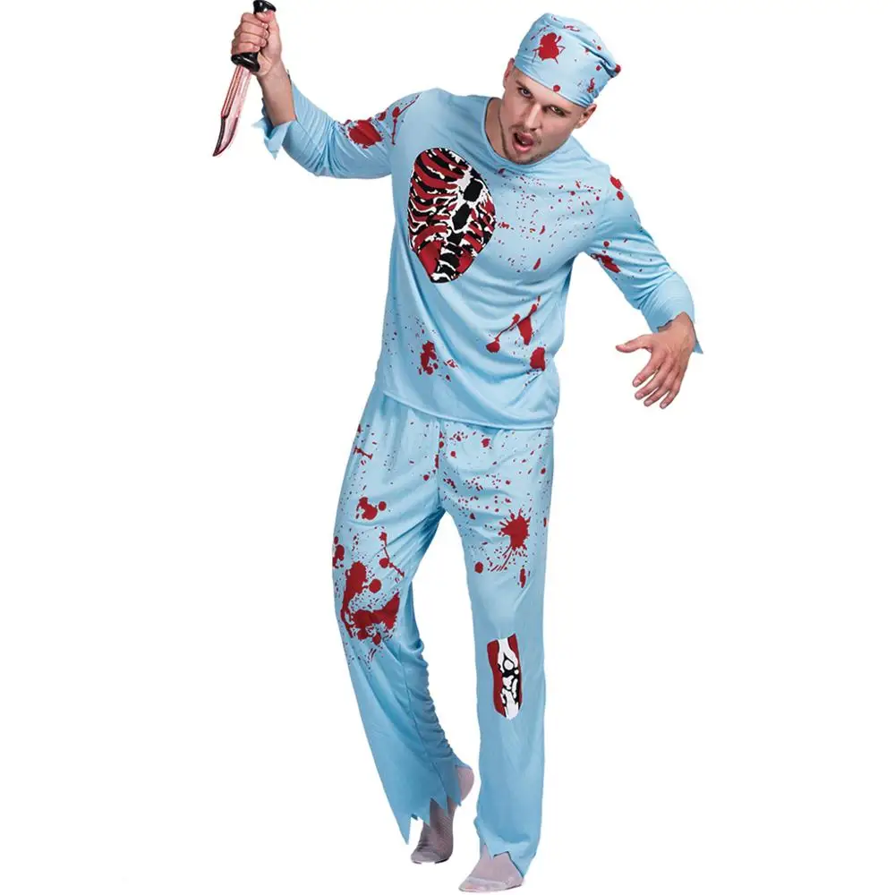 men walking dead doctor zombie bloody surgeon costume carnival party adult male outfits scary bone physician halloween costumes - Cheap Creepy Halloween Costumes men walking dead doctor zombie bloody surgeon costume carnival party adult male outfits scary bone physician halloween costumes - Cheap Creepy Halloween Costumes