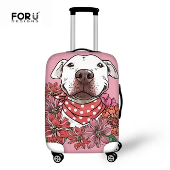

FORUDESIGNS Pit Bull Terrier Luggage Cover Cute Pugs Printing Elastic Thick Suitcase Pink For Girls Travel Accessories Supplies