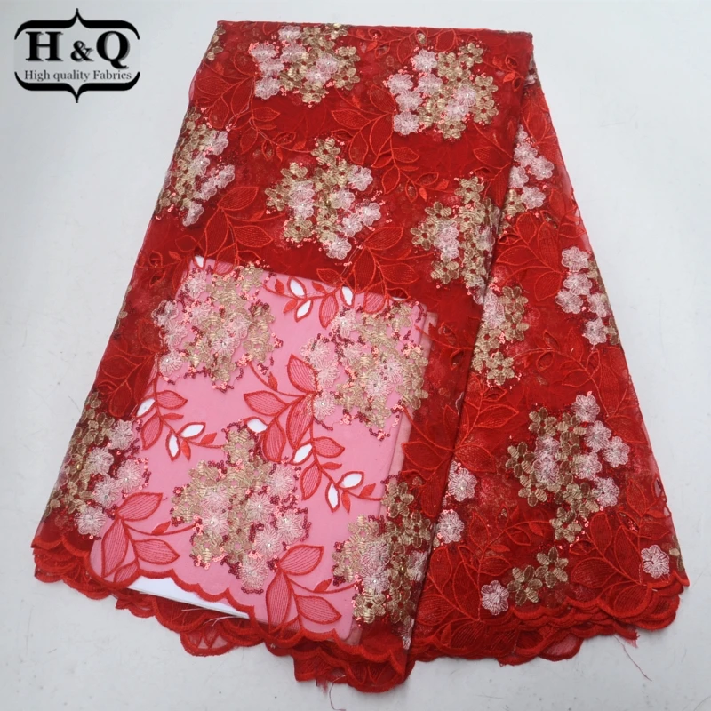 

Stylish design French voile lace fabric high quality with lots of Sequins and Stone African tulle lace fabric for Nigerian party
