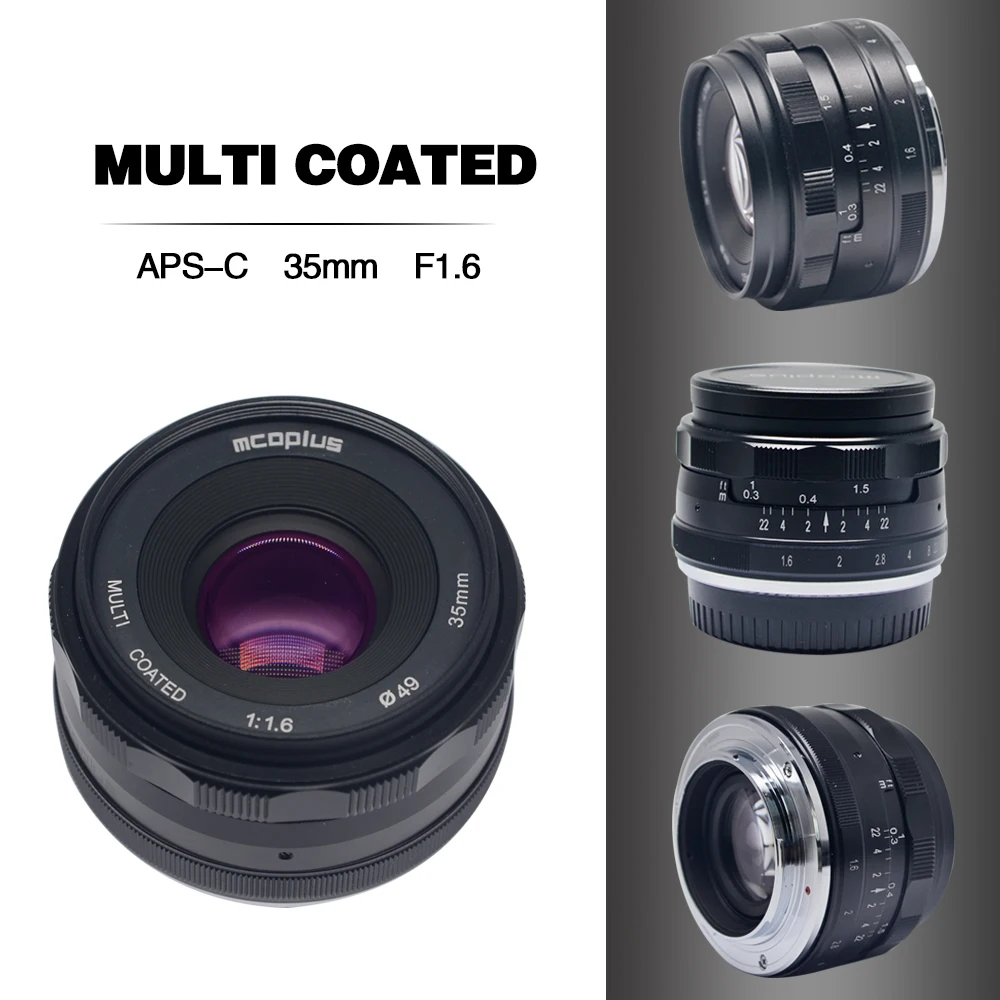 Фотообъектив Mcoplus 35 мм f1.6 для зеркальных фотоаппаратов Nikon N1 M1 M2 M3 M5 M6 M10 M100 J1 J3 J5