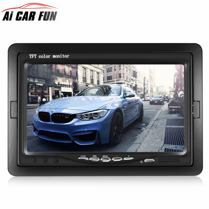 

7" inch Security Reverse Backup Parking VCR DVD Player 2 AV input HD LCD Color TFT Car Monitor for Rear View Camera Universial