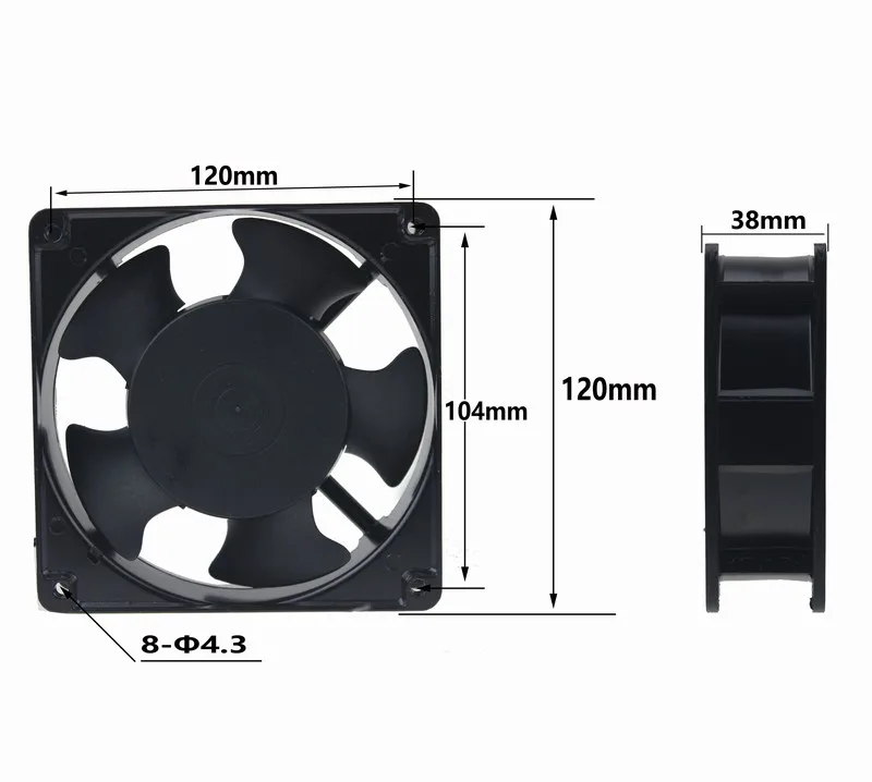 1 шт. Gdstime AC 220 В 240 в два плоских контактных разъема 120x120x38 мм Осевой поток кулер 120 мм вентилятор охлаждения 12 см