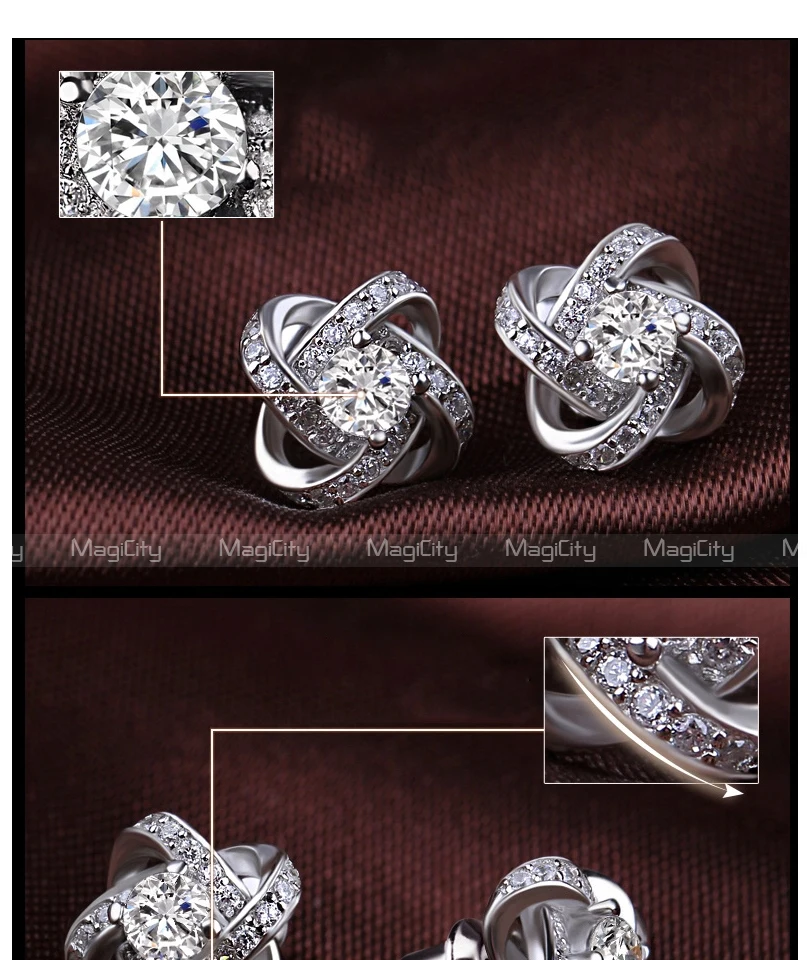 New 925 Silver Crystal Stud Earrings For Women Girls Kids Fashion Luxury Cubic Zirconia Paved Wedding Engagement Earring Jewelry (4)