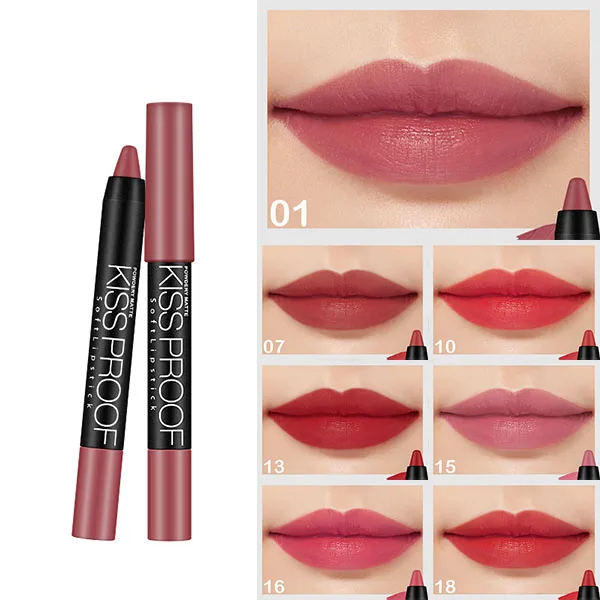 

DNM 19 Colors Matte Lipstick Waterproof Sweatproof Long Lasting Pen Lips Lip Gloss Colorfast Lip Stick Pencil Makeup Lipgloss