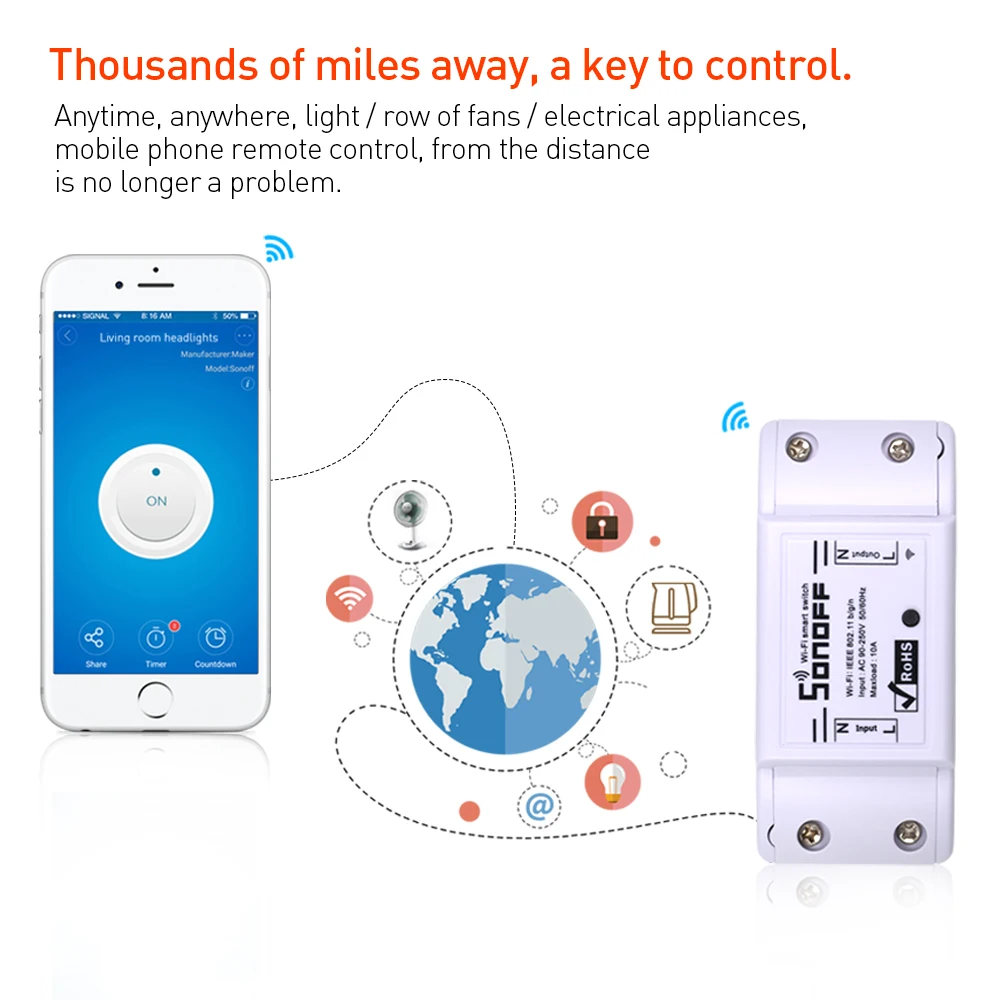  Sonoff WiFi Smart Timer Switch Smart Home Solution Compatible Alexa/Google Home Wireless Remote Dom - 33009563798