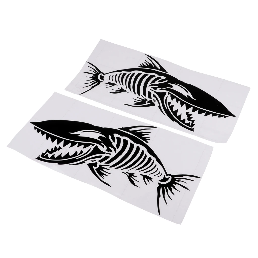 2 Pieces Skeleton Fish Bone Sticker Decal for Kayak Fishing Ocean Dinghy Car DIY