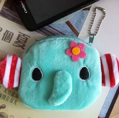 

Sweet Blue Mint Elephant 10CM Plush Coin Purse BAG ; Lady Girl's Pocket Coin Wallet Pouch , Hand Key Pouch Wallet BAG