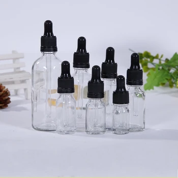 

6PCS Transparent Empty Glass Dropper Bottle with Glass Eye Droppers for Aromatherapy Lab Chemical Essential Oils 5-100ml