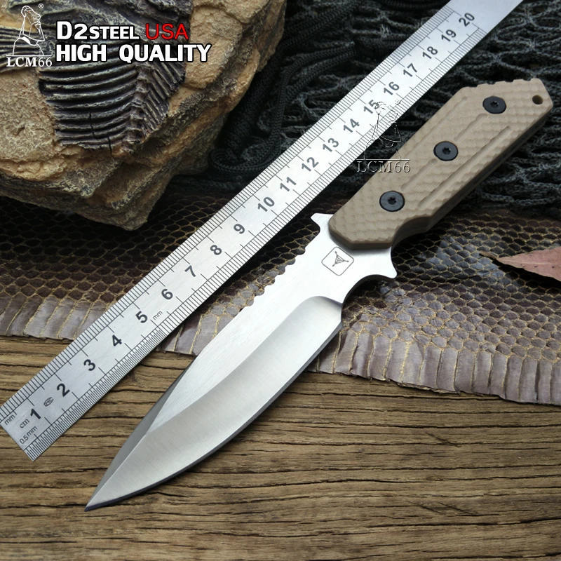 

hunting straight knife tactical knifeFixed Knives,G10 Handle D2 Blade Survival Knife,Camping Rescue Knife STRI tools DER sharp