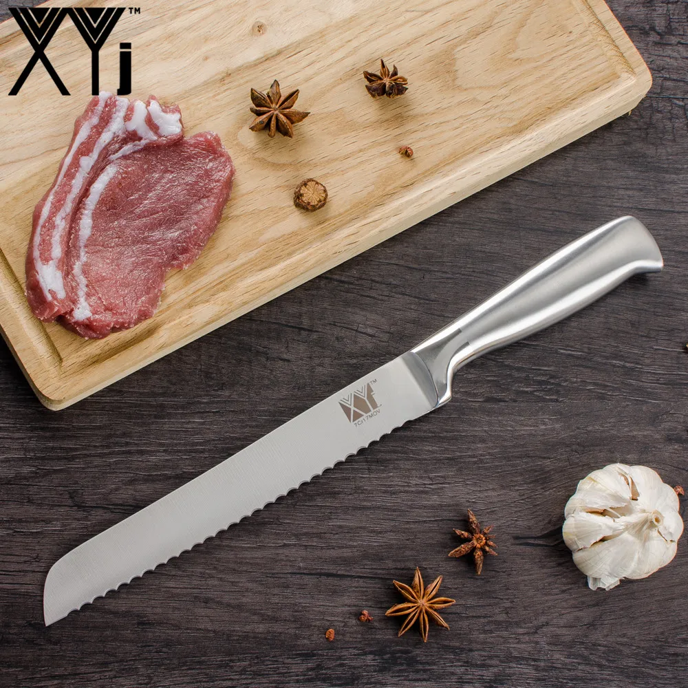 XYj точилка для ножей из нержавеющей стали, нож для очистки овощей Santoku, кухонный нож шеф-повара для нарезки хлеба, 8 дюймов, Держатель ножей, 8 шт, наборы для приготовления пищи