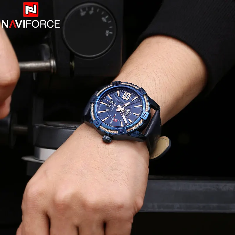 Мужские водонепроницаемые спортивные часы NAVIFORCE кварцевые из нержавеющей стали