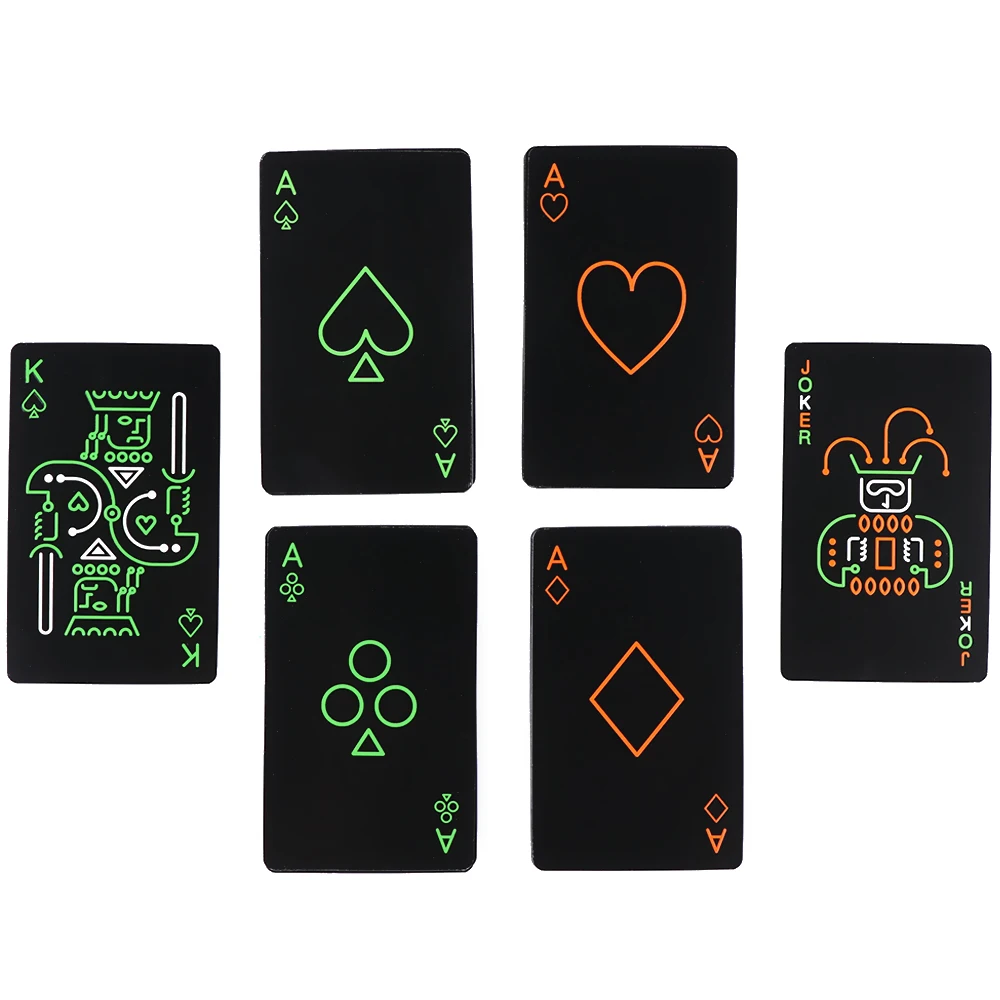 Glow Playing Poker Cards Deck Playing Fluorescent Luminous Card Game BL