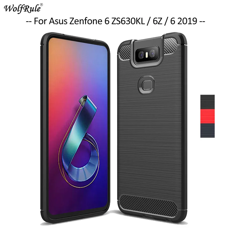 cheap Carbon Fiber Phone Case For Asus Zenfone 6 ZS630KL Case Soft TPU Back Cover For Asus Zenfone 6Z 6 2019 ZS630KL Phone Bumper
