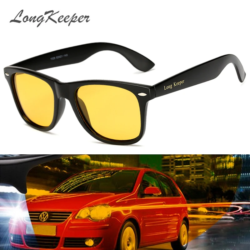 

LongKeeper Night Vision Goggles Sunglasses Men Women Drivers Driving Vision Sun Glasses Yellow Lens With Brand LOGO Glasses
