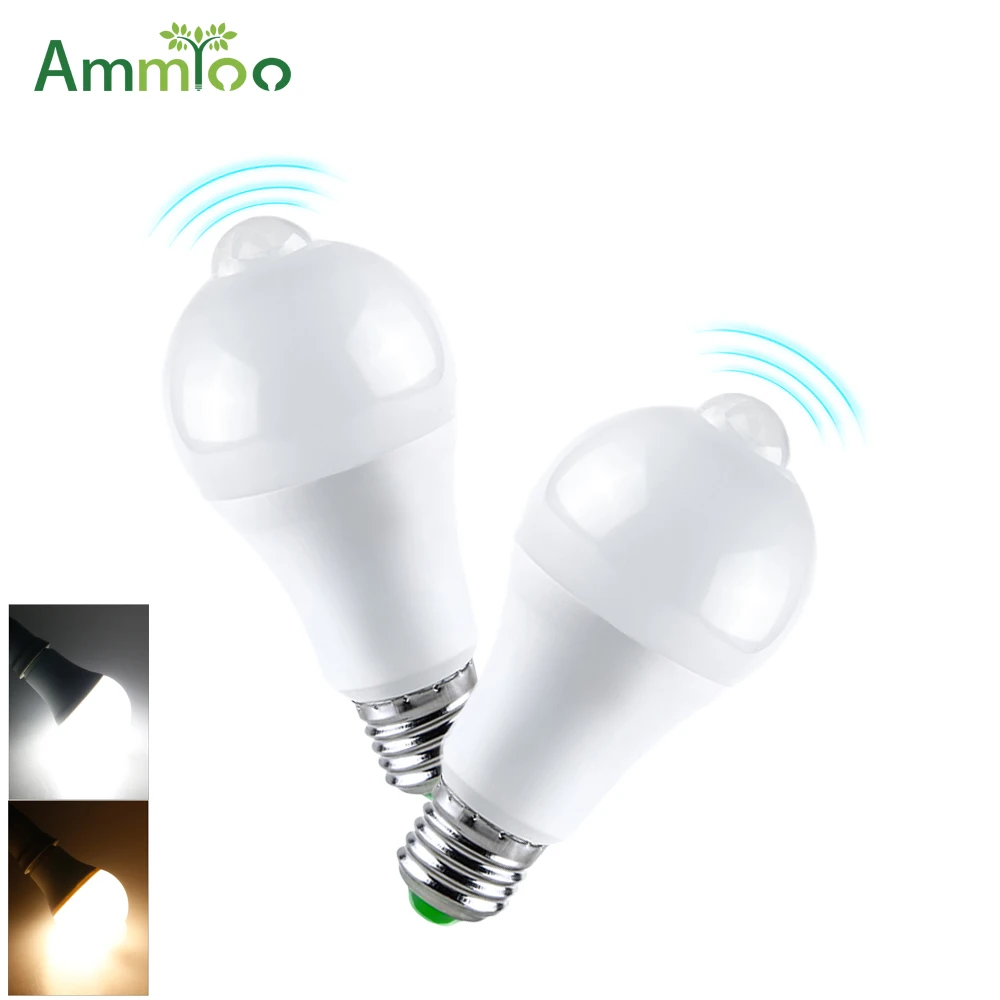 

AmmToo PIR Motion Sensor Led Lamp 12W 16W E27 B22 AC 85-265V Lamparas LED Sensor Bulb For Corridor Aisle Stairs Night Light