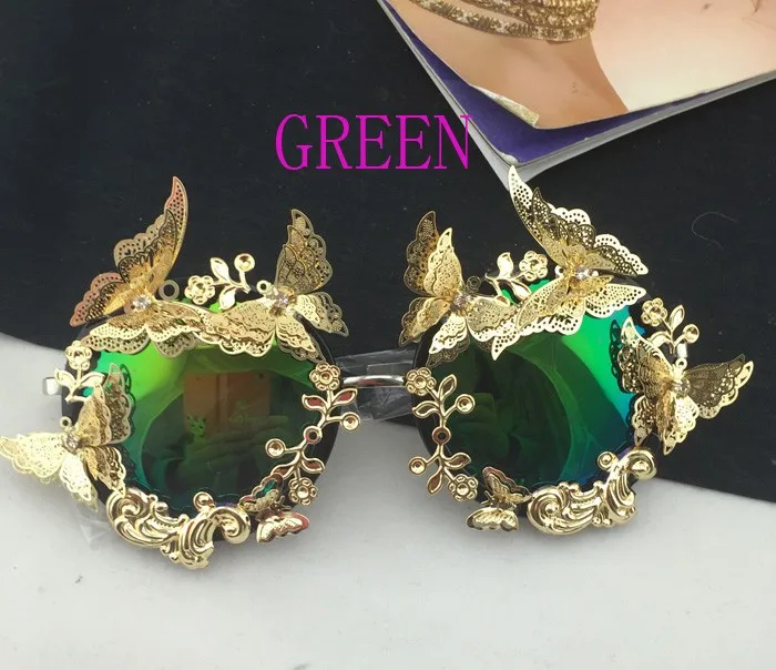 Модные Винтажные Солнцезащитные очки в стиле ретро с золотыми бабочками в стиле барокко