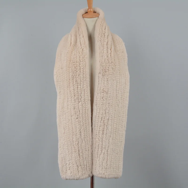 Beige Jancoco Max толстый вязаный настоящий мех кролика женский зимний шарф теплый вязаный удлиненный глушитель модные шали для женщин S7131 - Цвет: Beige