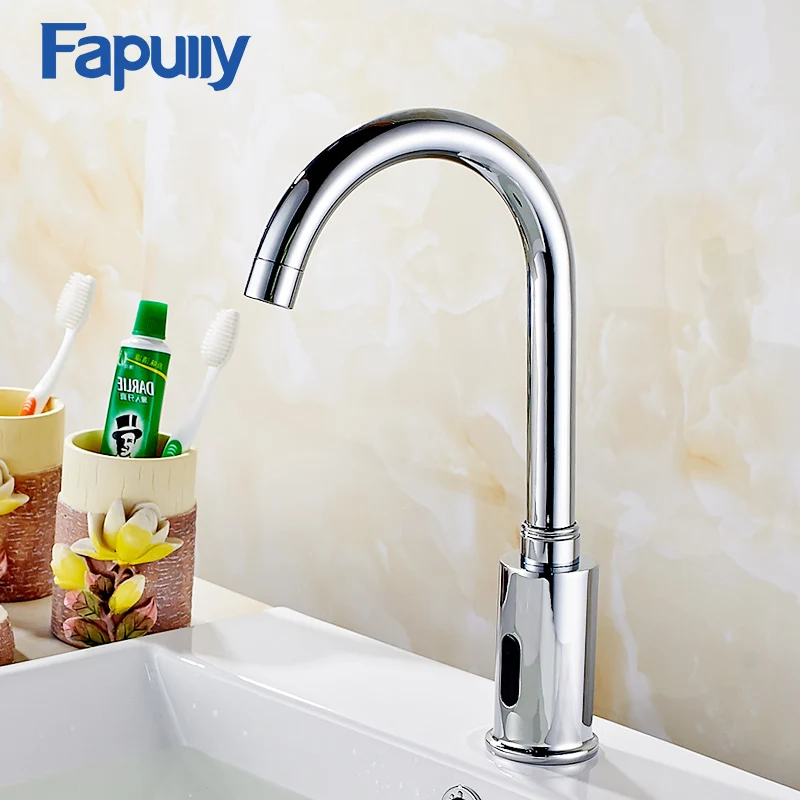 Fapully Chrome Bathroom Basin Faucet Infrared Sense Water Faucet