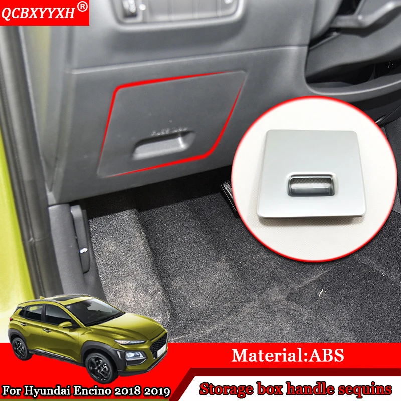 

Car Styling ABS Car Interior Storage Box Decorative Sequins Cover Auto Stickers Accessories For Hyundai Kona Encino 2018 2019