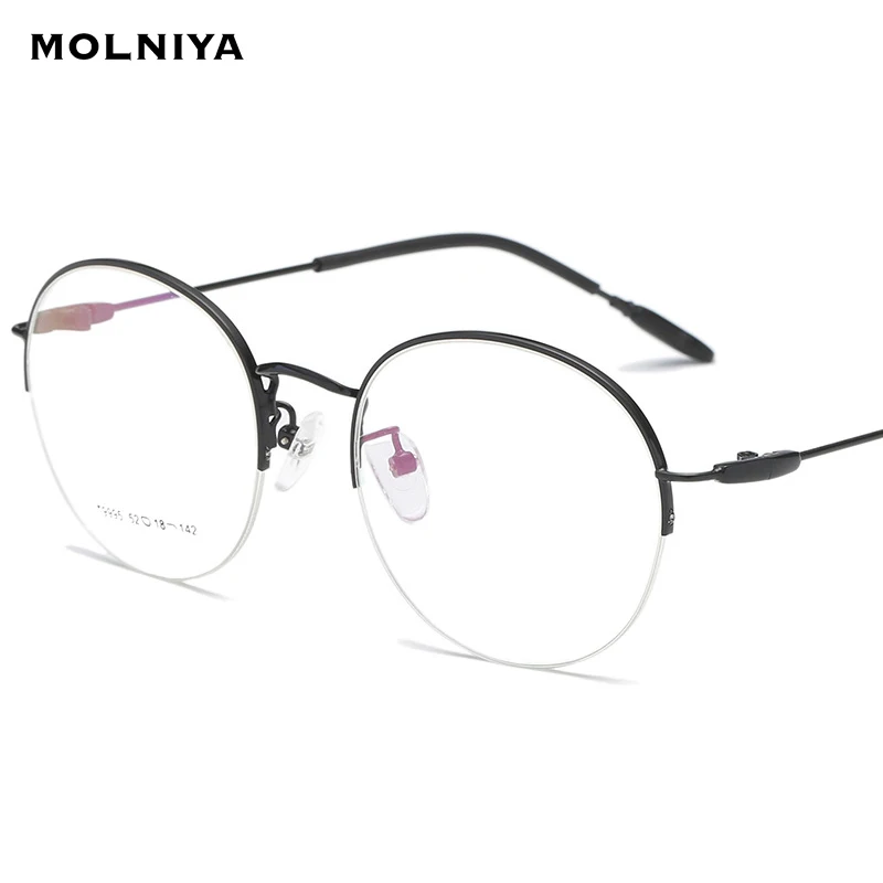 

Metal Women Round Optical Glasses Frame Clear Beautiful Fashion Men Half Frame Armacao Eyeglasses For Women Prescription Custom