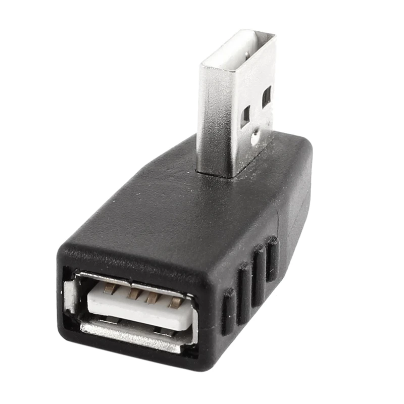 Черный боковой правый угол USB A Женский к Мужской адаптер разъем
