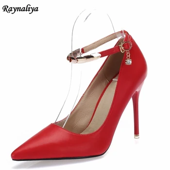 

Fashion Sheepskin Leather Size 34-43 Black Red Women Shoes Sexy Pointed Toe High Heel Buckle Strap Woman Pumps Office XZL-A0067