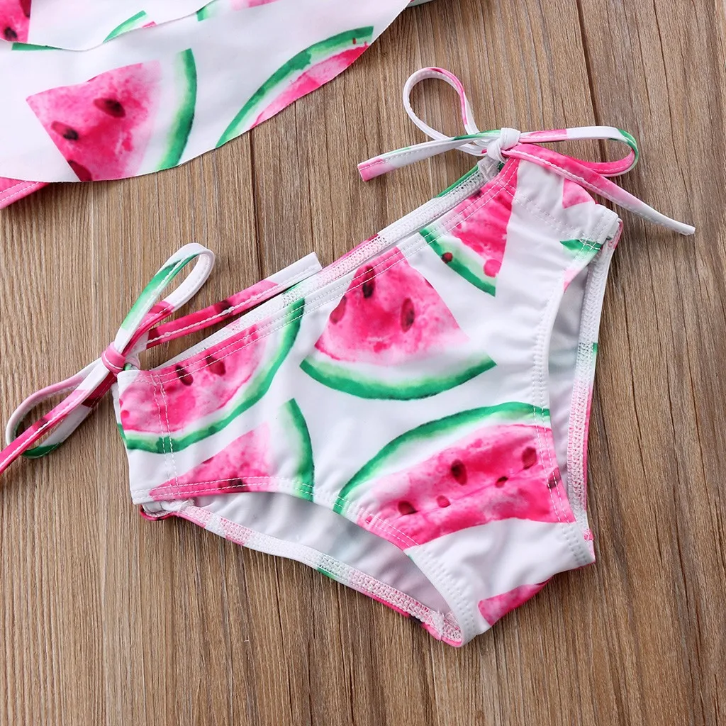 Baby Swimsuit Children Girl Bikini Beach Watermelon Straps Swimsuit+Shorts Swimwear Set Girls Swimwear Fashion New