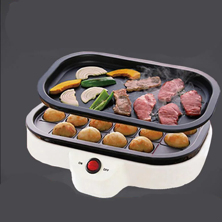 Я бытовой OctopusBall Maker понимаешь машина 800 Вт 220 В 20 отверстия Кухня помощник 2 сковороды