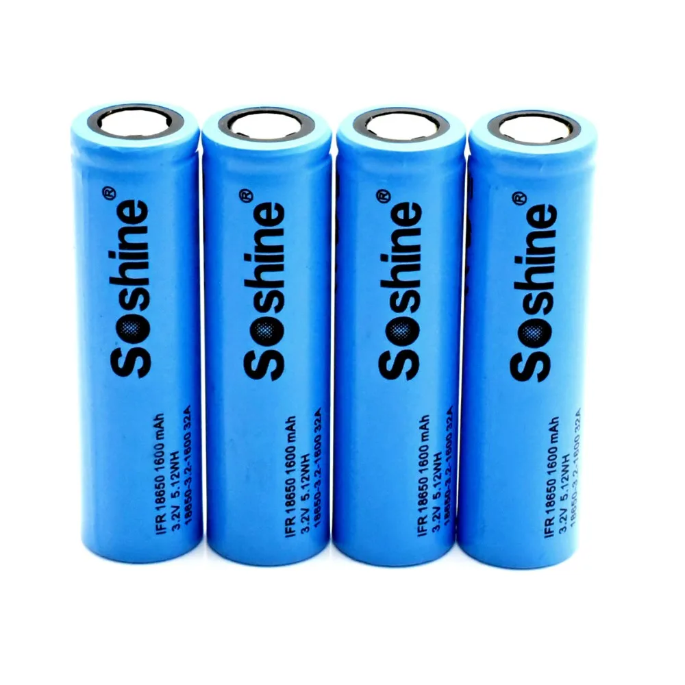 2 pcs original SOSHINE18650 3.2v 1600mah rechargeable battery LiFePo4