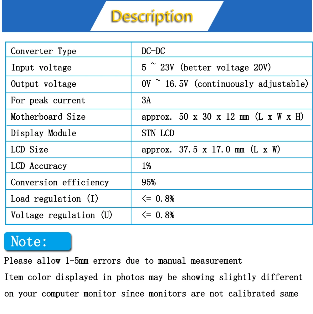 DC-DC 3а STN lcd понижающий модуль питания регулируемый 5-23 В до 0-16,5 в понижающий ток напряжения