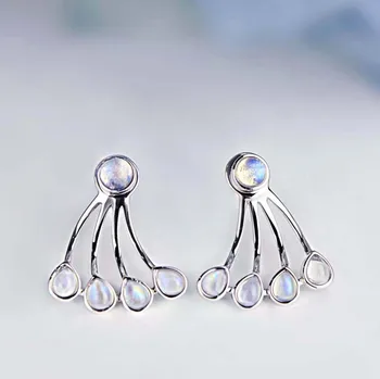 

925 Silver Earrings natural Moonstone lady Sterling Silver Jewelry Earrings Silver Earrings Jewelry Wholesale portfolio.