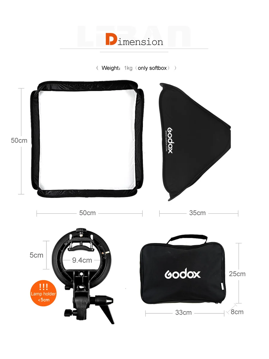 Godox 50x50 см 20x20 дюймов вспышка Speedlite софтбокс+ S Тип Кронштейн Bowens крепление комплект с 2 м светильник стенд для камеры фотографии