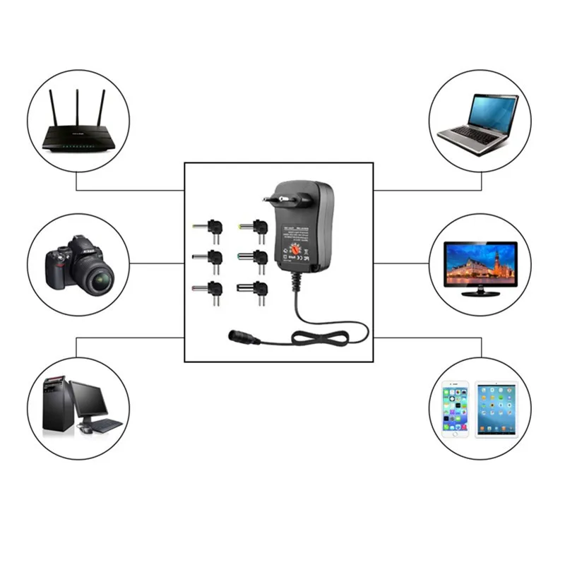 CLAITE DC3V 4,5 5 V 6 V 7,5 V 9 V 12 V 2.1A Напряжение регулируемая 30 W Питание адаптер Освещение для-трансформеры для лампы Светодиодные ленты