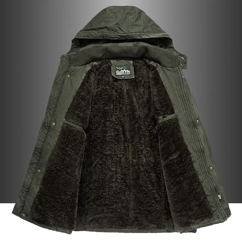 AFS JEEP зимняя куртка мужские парки пальто толстые теплые флисовые куртки пальто ветровка мужская размера плюс 5XL 6XL длинная куртка с капюшоном