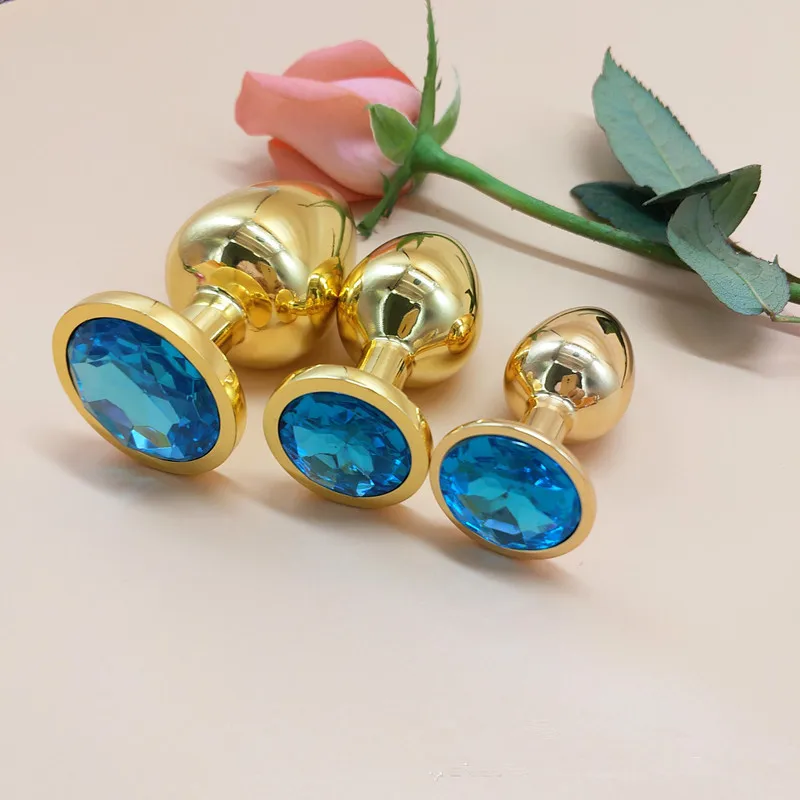 Large medium and small 3pcs/set Gold Round Anal Massage Plug High Quality Metal Color Sequins Sex Toys For Women Men. | Красота и