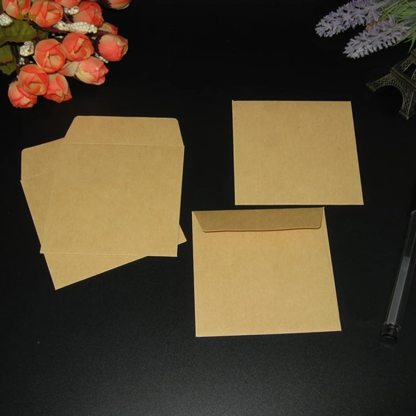 

100PCS/lot square 8x8cm Kraft brown/white/beige Envelopes Square small envelope card bank card membership card envelope office